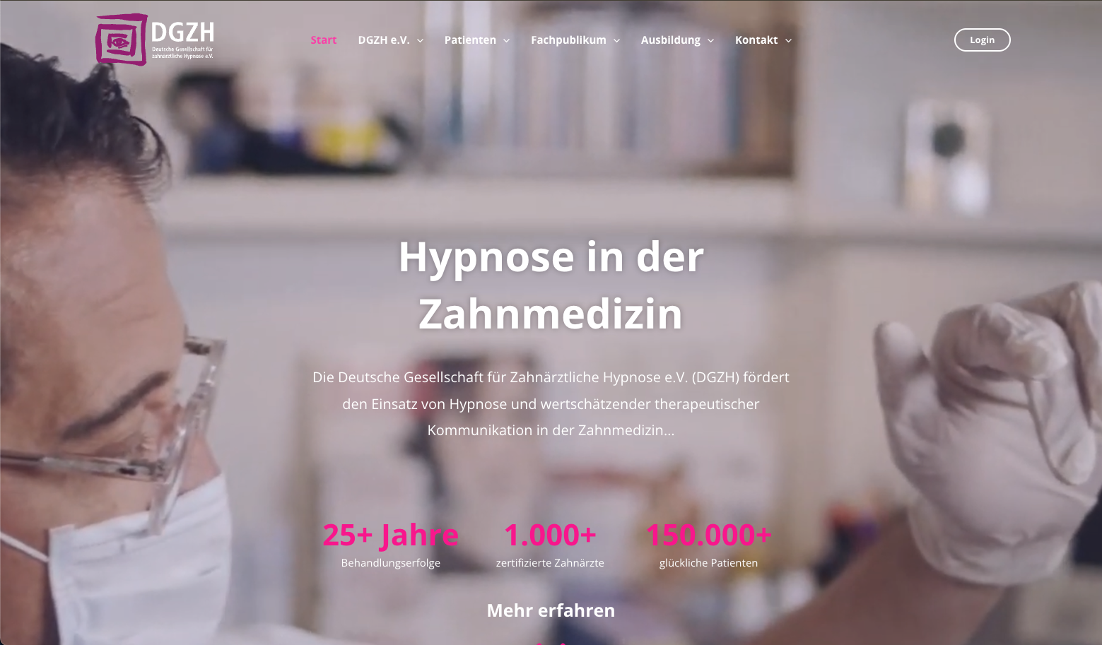 Ausschnitt vom Webdesign von DGZH, ein Kunde von der Webdesign Arzt.